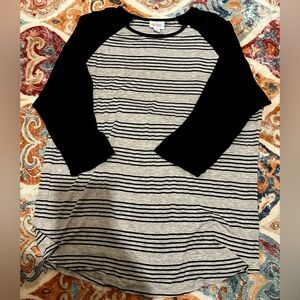 LuLaRoe Black and Gray Striped Top